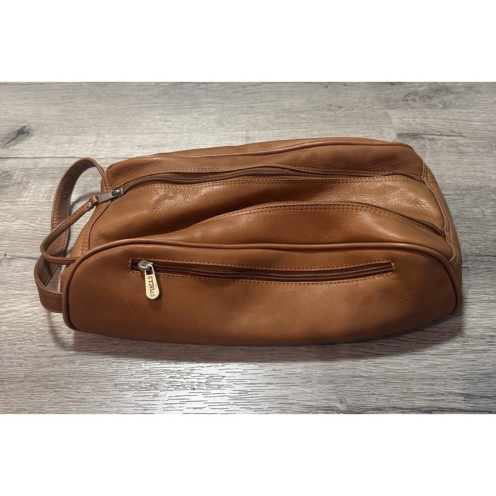 Piel Leather Large Toiletry Bag Dopp Kit Columbia Brown